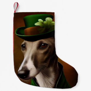 Windhund in St. Patrick's Day-Kleid Kleiner Weihnachtsstrumpf