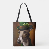 Windhund in St. Patrick's Day Kleid Tasche (Rückseite)
