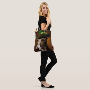 Windhund in St. Patrick's Day Kleid Tasche