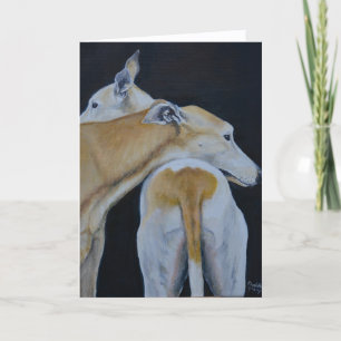 Windhund Kuschelhund Kunst Faltekarte Feiertagskarte