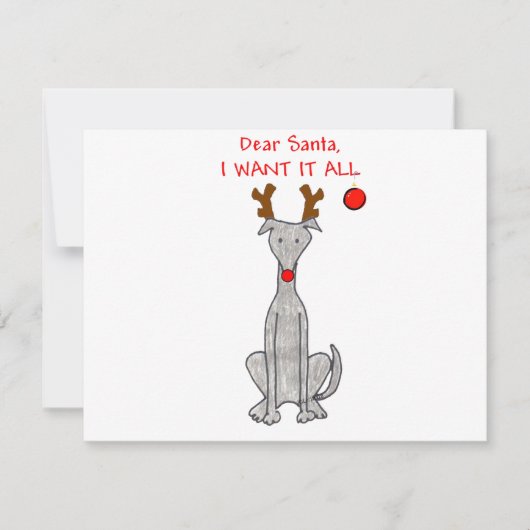 Windhund liebe Sankt Feiertagskarte (Vorderseite)