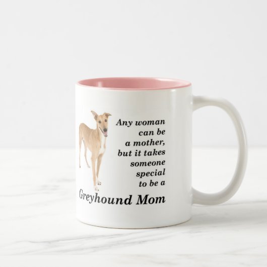 Windhund-Mama-Tasse Zweifarbige Tasse (Rechts)