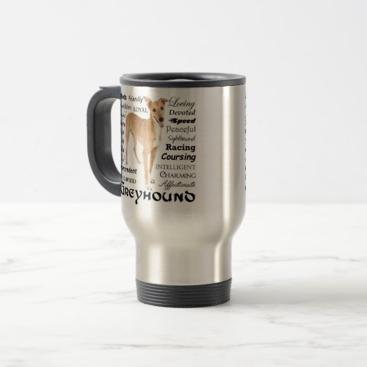 Windhund-Merkmal-Reise-Tasse Reisebecher (Vorderseite Links)