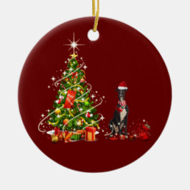 Windhund mit Hutschuh Weihnachten Keramik Ornament