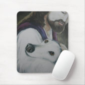 Windhund mit Jesus-Hundekunst-Mausunterlage Mousepad (Mit Mouse)