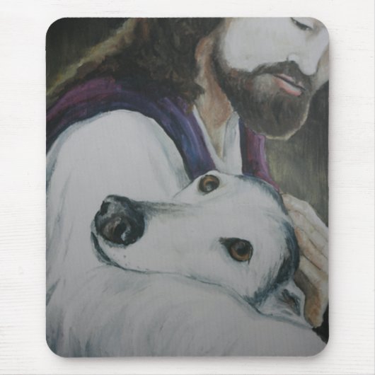 Windhund mit Jesus-Hundekunst-Mausunterlage Mousepad (Vorne)