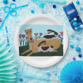 Windhund mit Kaninchen Pappteller (Party)