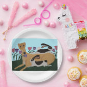 Windhund mit Kaninchen Pappteller (Party)