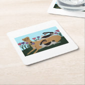 Windhund mit Kaninchen Rechteckiger Pappuntersetzer (angewinkelt)