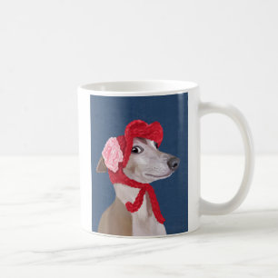 Windhund mit rotem wolligem Hut Kaffeetasse