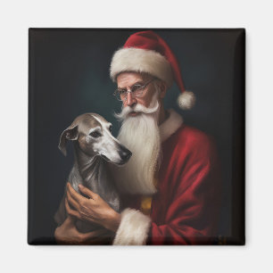 Windhund mit Weihnachtsmann Festive Weihnachten Magnet