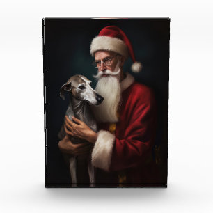 Windhund mit Weihnachtsmann Festives Weihnachten Fotoblock