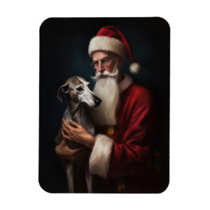 Windhund mit Weihnachtsmann Festives Weihnachten Magnet