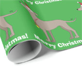 Windhund mit Weihnachtsmannmütze-frohen Geschenkpapier (Rolleneckpunkt)
