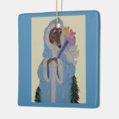Windhund mit weißer Taube Keramikornament (Links)
