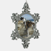 Windhund Schneeflocken Zinn-Ornament (Links)
