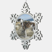 Windhund Schneeflocken Zinn-Ornament (Rechts)
