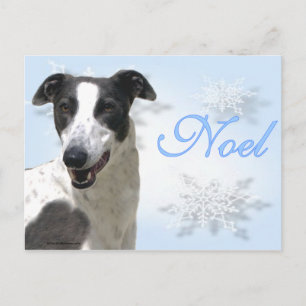 Windhund schwarzes u. weißes Noel2 Feiertagspostkarte
