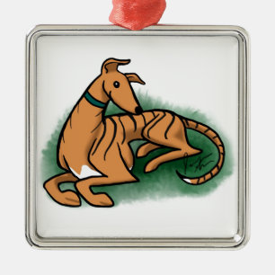 Windhund Silbernes Ornament