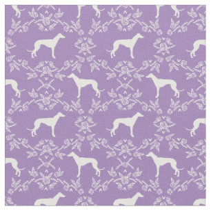 Windhund Silhouette lila Blumenbeete Stoff