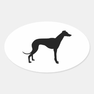 Windhund-Silhouette Ovaler Aufkleber