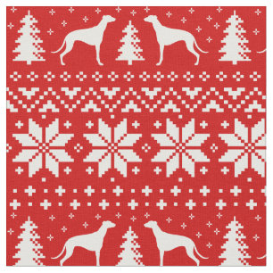 Windhund-Silhouette-Weihnachtsmuster Stoff