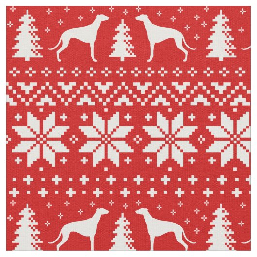 Windhund-Silhouette-Weihnachtsmuster Stoff (Nahaufnahme)