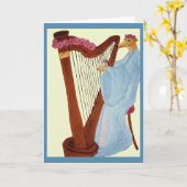 Windhund spielt Harfe Karte (Gelbe Blume)
