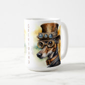 Windhund-Steampunk-Hund Kaffeetasse (VorderseiteRechts)
