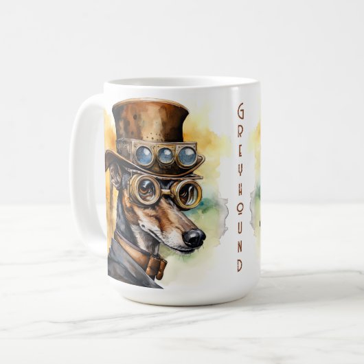 Windhund-Steampunk-Hund Kaffeetasse (Vorderseite Links)