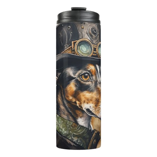 Windhund-Steampunk-Hund Thermosbecher (Vorderseite)