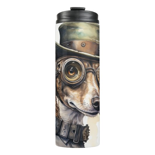 Windhund-Steampunk-Hund Thermosbecher (Vorderseite)