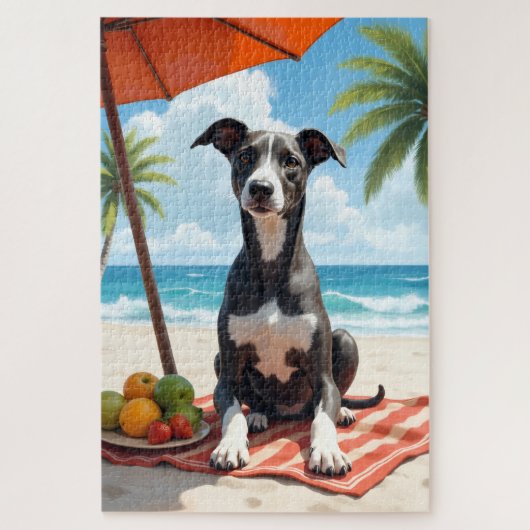 Windhund-Strand-Relax-Szene Puzzle (Vertikal)