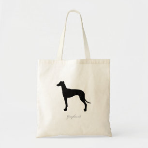 Windhund-Taschen-Tasche (schwarze Silhouette) Tragetasche