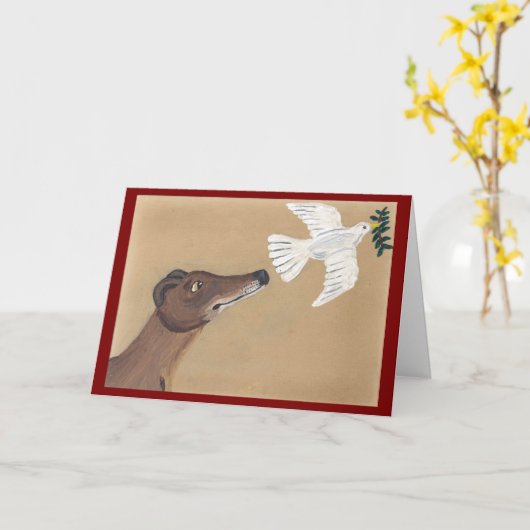 Windhund und Taube Karte (Gelbe Blume)