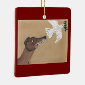 Windhund und Taube Keramikornament (Rechts)