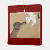 Windhund und Taube Keramikornament (Links)