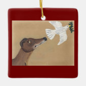 Windhund und Taube Keramikornament (Vorderseite)