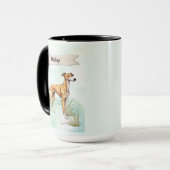 Windhund Wasserfarbe Personalisierter Hund Tasse (Vorderseite Links)