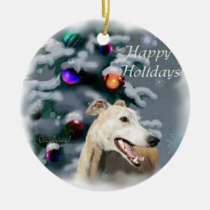 Windhund-Weihnachtsgeschenk-Verzierung Keramik Ornament