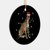 Windhund-Weihnachtslicht niedlicher Santa Windhund Keramik Ornament (Rechts)