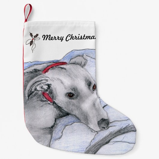 Windhund-WeihnachtsStrumpf (a33) Kleiner Weihnachtsstrumpf (Vorderseite)