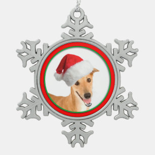 Windhund-Weihnachtsverzierung Schneeflocken Zinn-Ornament