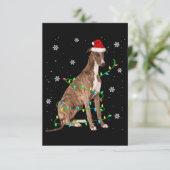 Windhund-Weihnachtsweihe niedlichen Santa Windhund Dankeskarte (Stehend Vorderseite)