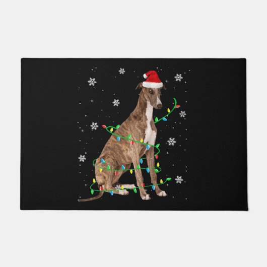 Windhund-Weihnachtsweihe niedlichen Santa Windhund Fußmatte (Vorderseite)