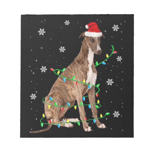 Windhund-Weihnachtsweihe niedlichen Santa Windhund Notizblock (Vorderseite)