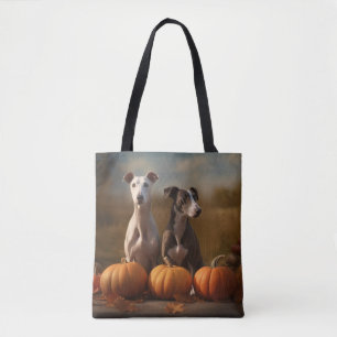 Windhund-Welpe Herbstfreude Kürbis Tasche