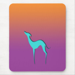 Windhund Whippet Hund blau orange lila Ombre Mousepad
