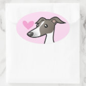 Windhund/Whippet/Italienische Windhund-Liebe Ovaler Aufkleber (Tasche)