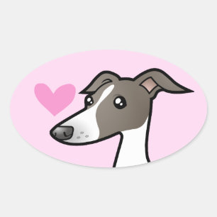 Windhund/Whippet/italienischer Windhund-Liebe Ovaler Aufkleber